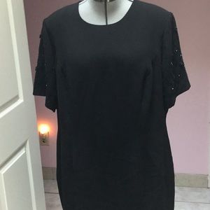 k solid black zipper lined plus size dress 22W